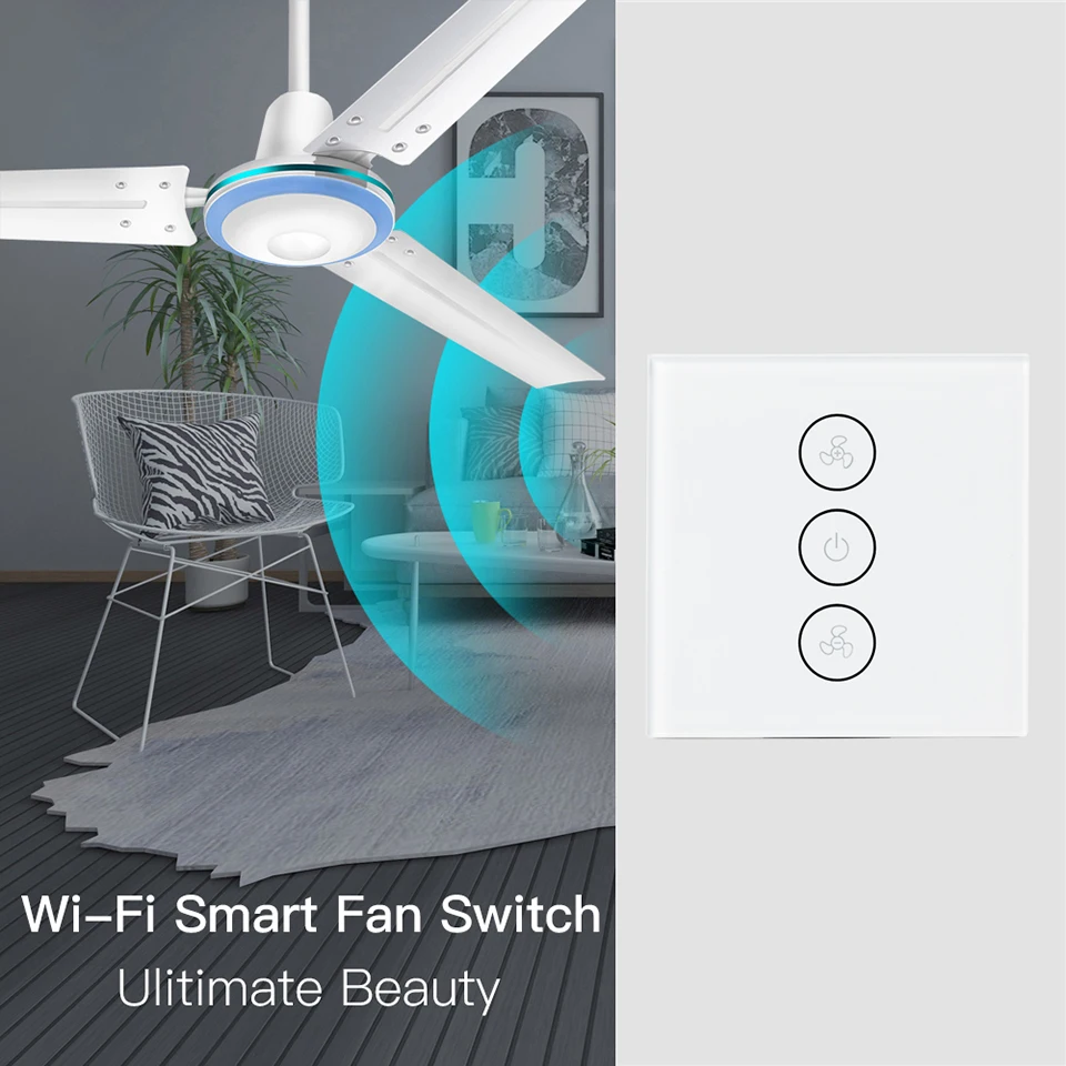 EU/US Tuya Smart Life WiFi умный переключатель потолочного вентилятора приложение ПДУ для умного дома, с таймером, совместим с Alexa и Google и контроль скорости совместимы с Alexa и Google Home