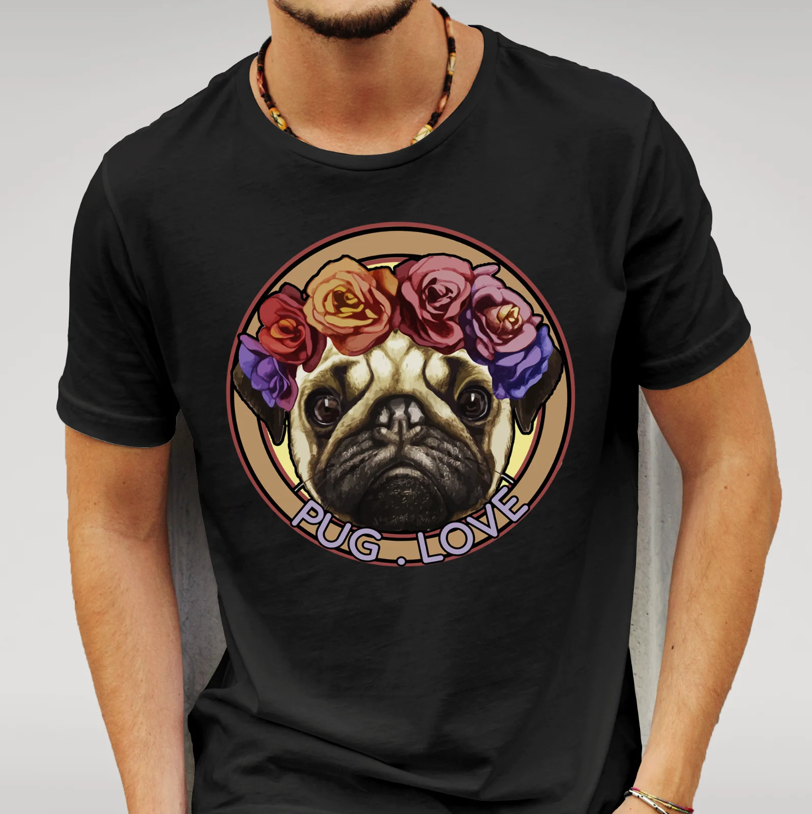 Черная футболка с надписью Pug Love мужская s Wo Men унисекс щенок милая собака детская