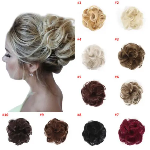 

2019 Fashion Natural Human Curly Messy straight Scrunchie Synthetic Hair Bun maker Hair Extension Cover Hot