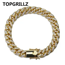 TOPGRILLZ 10 мм Майами, кубинская Сеть браслет медный Золотой Серебряный цвет Iced Out микро Pave CZ браслеты хип хоп Мужские Ювелирные изделия Подарки