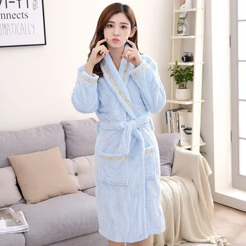 

Women's Sleepwear Robes Thick Flannel Kimono Long Sleeve Home Wear Bathrobes Female Sexy Warm Winter 2020 New Ladies Clothes