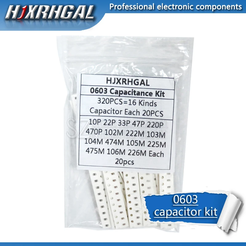 16values*20pcs320pcs 0603 SMD Capacitor assorted kit 10pF~475M component diy samples new and original hjxrhgal | Электронные