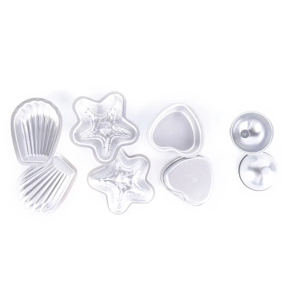 4 комплекта, алюминиевая Морская звезда, сердце, раковина, шар, 3D, для ванны, бомба, форма, шар, сфера, ванна, бомба, форма