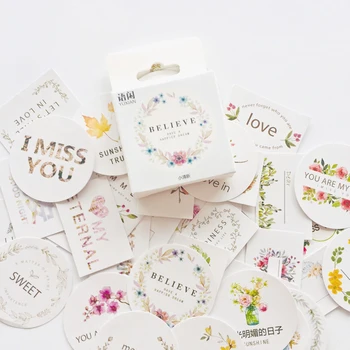 

50 pcs /Pack Romantic Flower Wishing Letters Mini Adhesive Stickers Stick Label Decoration Stickers
