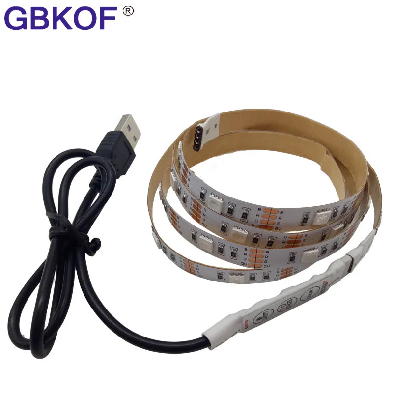 USB Светодиодные ленты 5050 RGB ТВ Задний план Освещение комплект cuttable с 17key rf
