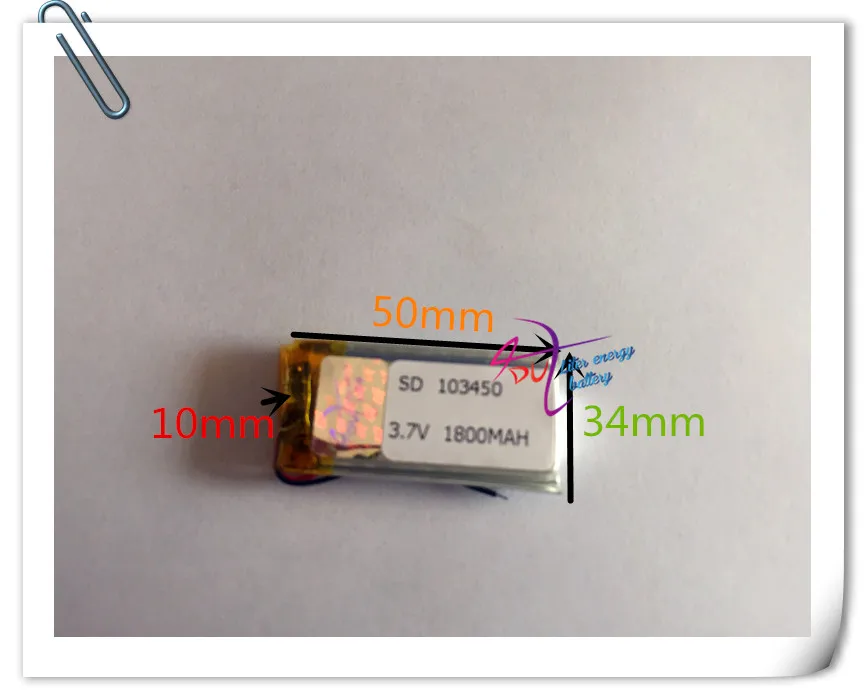 10 шт. 3,7 в 1800 мАч 103450 литий-полимерный Li-Po перезаряжаемый аккумулятор для gps DVD мобильный сотовый вертолет планшет Дополнительный внешний аккумулятор