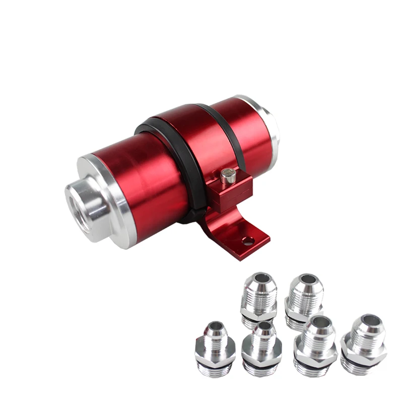 RASTP-Универсальный 58 мм Алюминий топливный фильтр с 2 шт. AN6/AN8/AN10 адаптер фитинги с 100 микрон Сталь элемент RS-FP003 - Цвет: Red