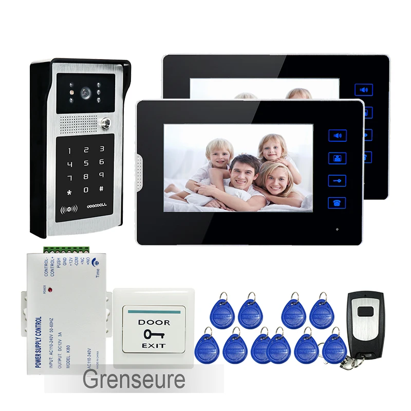 FREE SHIPPING Wired 7 Touch Key LCD Video font b Door b font Phone Intercom System