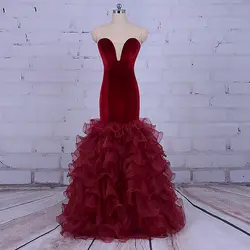 Бордовые длинные Выпускные платья Robe De Soiree Courte 2017 элегантный Для женщин Русалка вечернее платье Формальное длинное Платья для вечеринок с