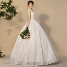 Шикарное свадебное платье es новые роскошные бусины, жемчужины с v-образным вырезом бальное платье свадебное платье можно изготовить на заказ Vestido De Noiva