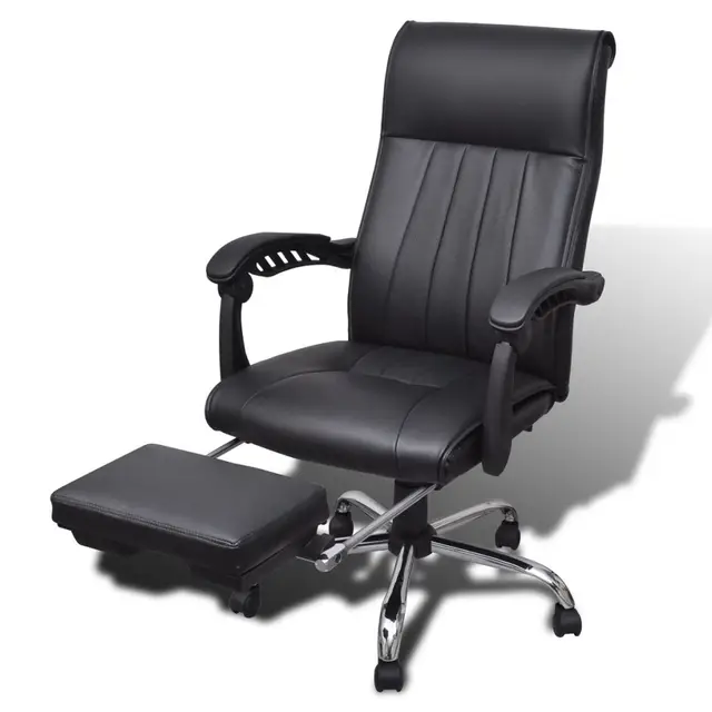 Vidaxl Black Artificial Leather Office Chair With Adjule Vidaxl Black Artificial Leather Office Chair With Adjule Footrest