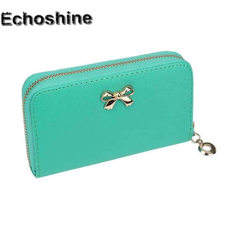 Women Korean Cute Bowknot Purse Solid Wearable Short Wallet Handbag Card Holder Bifold Wallet Purse wholesale