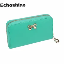 Las mujeres de Corea Del Bowknot Lindo Monedero Bolso Portátil Solid Corto Billetera Titular de la Tarjeta Monedero Bifold Wallet carteira femenino al por mayor
