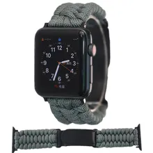 Нейлоновый спасательный трос ремешок с кожаной петлей Пряжка для apple watch ремешок 38 мм/42 мм/40 мм/44 мм наручный ремень для iWatch серии 5 4 3