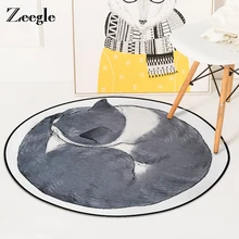 Zeegle Cat круглый ковер для гостиной Детская спальня ковры и ковры компьютерный коврик на стул и на Пол Ковровое покрытие для раздевалки