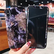 Мультфильм закаленное стекло+ задняя чехол для iPhone 6 6s 6plus 3D мягкий край протектор экрана для iPhone 8 7 plus задняя крышка чехол