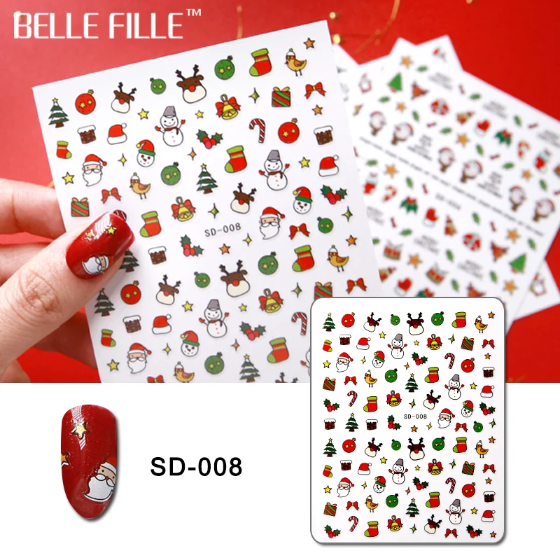 Belle Fille наклейка для ногтей Merry Christmas Art украшения слайдер клей водяные наклейки DIY