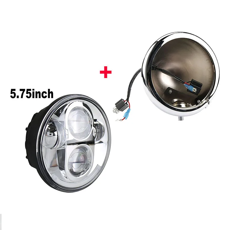 Хромированные 5 75 дюймовые фары корпус ведро с 3/4 ''Hi/Lo луч H4 светодиодные drl для