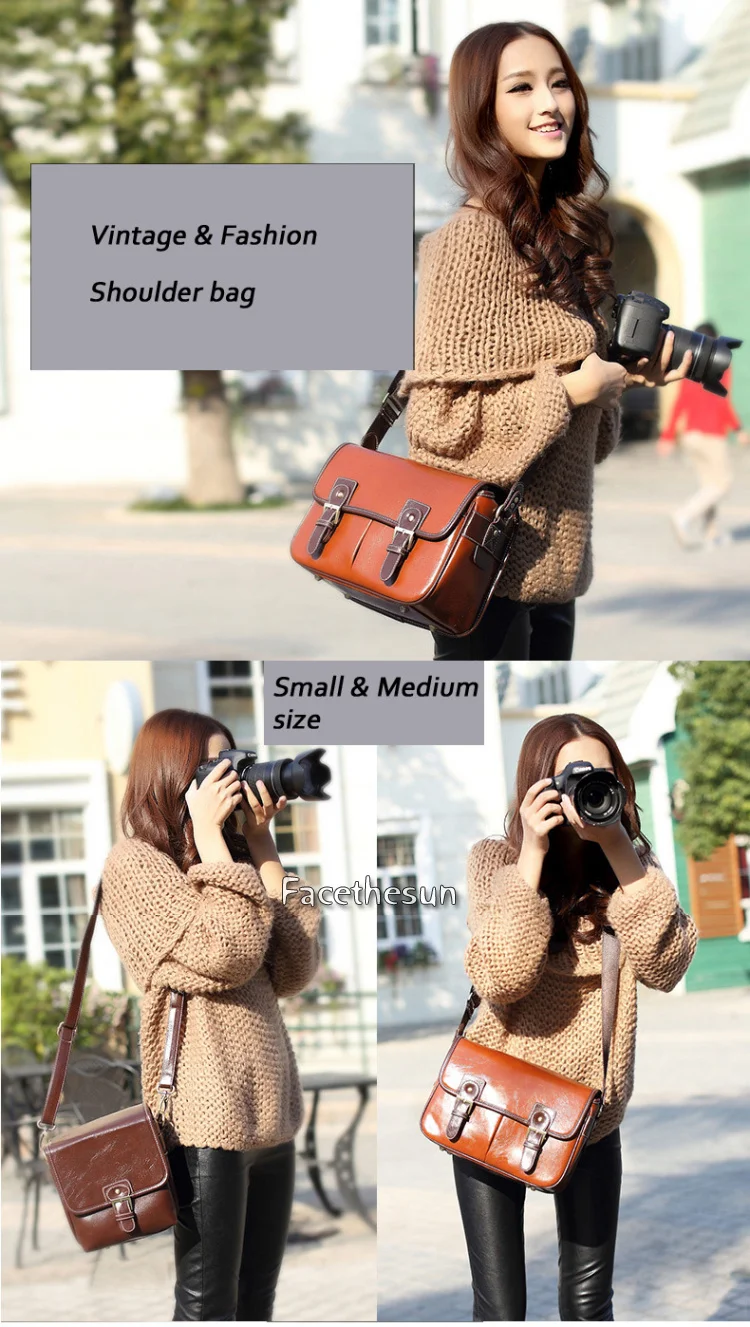 Vintage PU Leather camera shoulder bag KM001-1