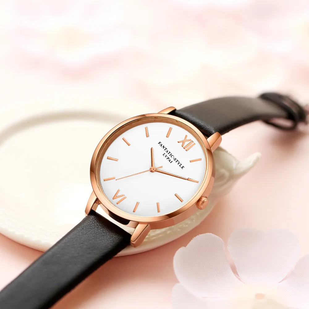 

drop ship New Female Fashion Temperament Leather Belt With Simulated Quartz Round Watch dropshipping