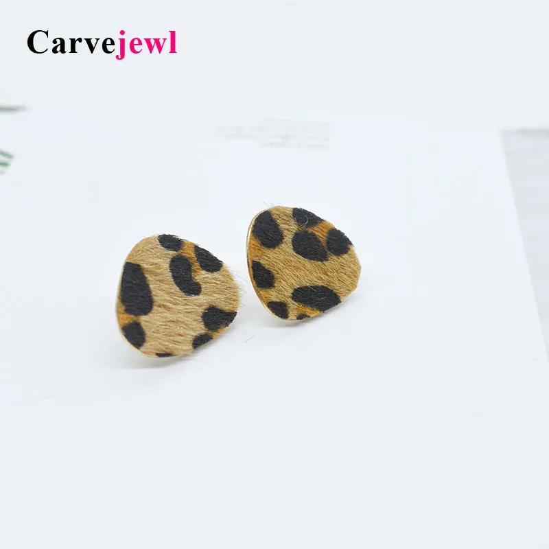

Carvejewl leopard print stud earrings for women jewelry simple fashion korean earrings girl gift earing triangle vintage earing