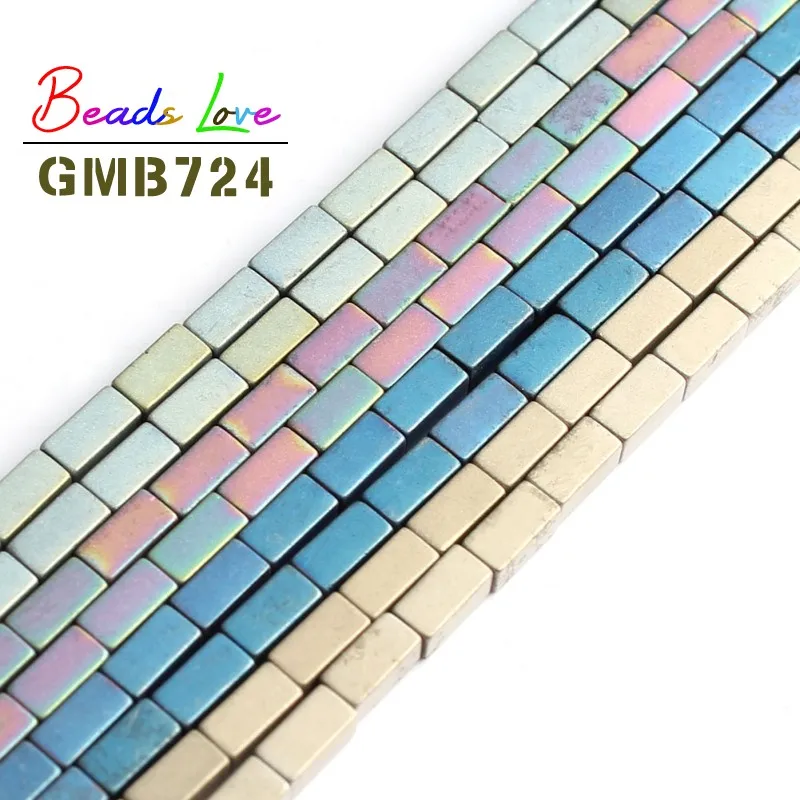 

Wholesale 4*2mm Cube Hematite Stone Spacer Loose Beads for Jewelry Making Diy Bead Bracelet Necklace Smooth/Matte 95pcs 15Inches