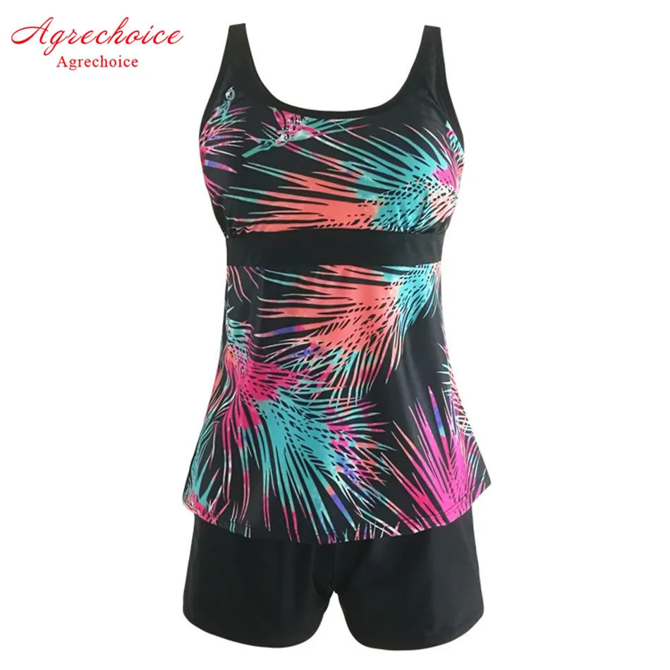 Online 2018 bademode Frauen Tankini Badeanzüge Hohe Taille Badeanzug Vintage Retro Badeanzug Druck Schwimmen Anzug Für Frauen Bademode XXL