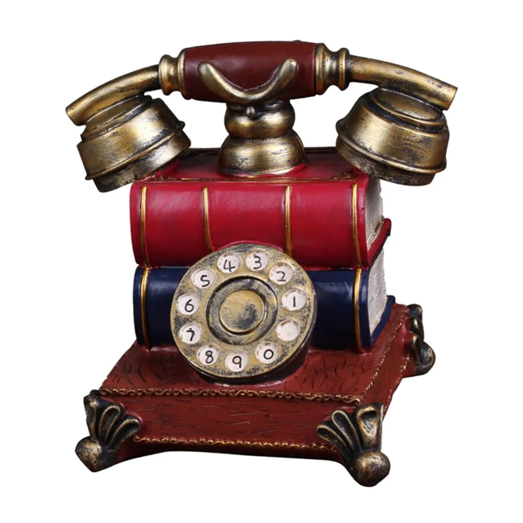 Retro Red Telephone Rotary Dial Coin Money Saving Piggy Bank Gift Home Decor