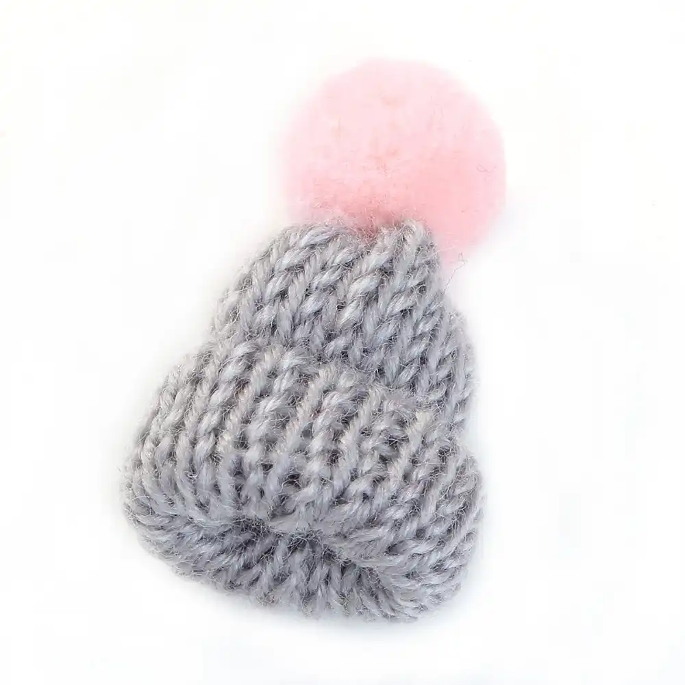 Doreenbeads Wool Pin Brooches Knitted Hat Gray W Pink Pom Pom Ball Badges 5 3cm X3 1cm 1pc Badges Aliexpress