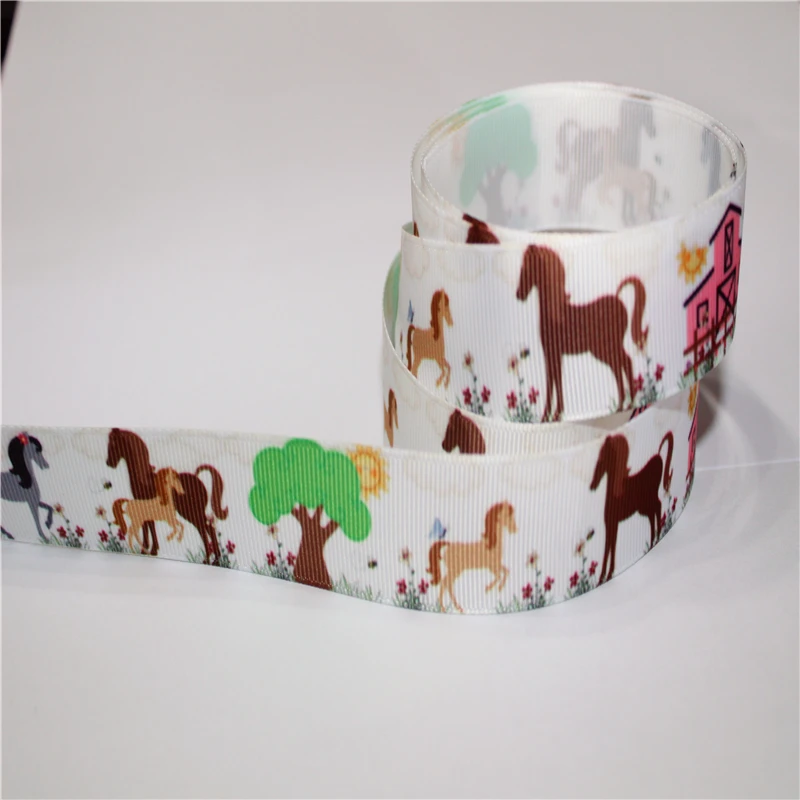 16 25 38 50 75mm width horse Printed polyester Grosgrain Ribbon or
