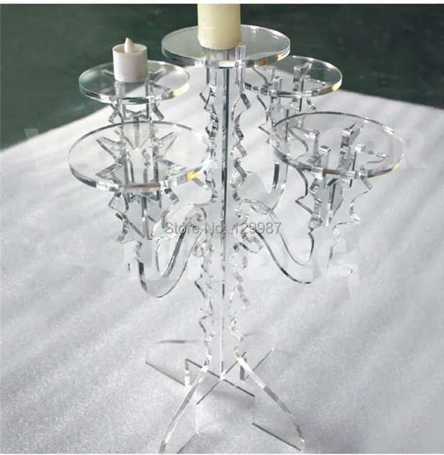 European Clear Acrylic Candle Holder Plexiglasstea Light Candelabra European Clear Acrylic Candle Holder Plexiglasstea Light Candelabra Chandelier With 5 Cups For Wedding