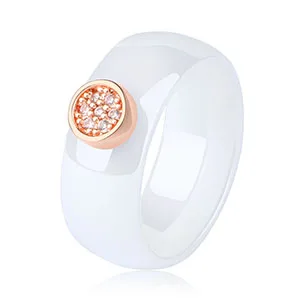 8 мм персонализировать здоровья Керамика кольца для мужчин и женщин никогда не теряйте Цвет с большой размер 10, 11, 12, с украшением в виде кристаллов металл цвета розового золота обручальные кольца ювелирные изделия - Цвет основного камня: White Rings
