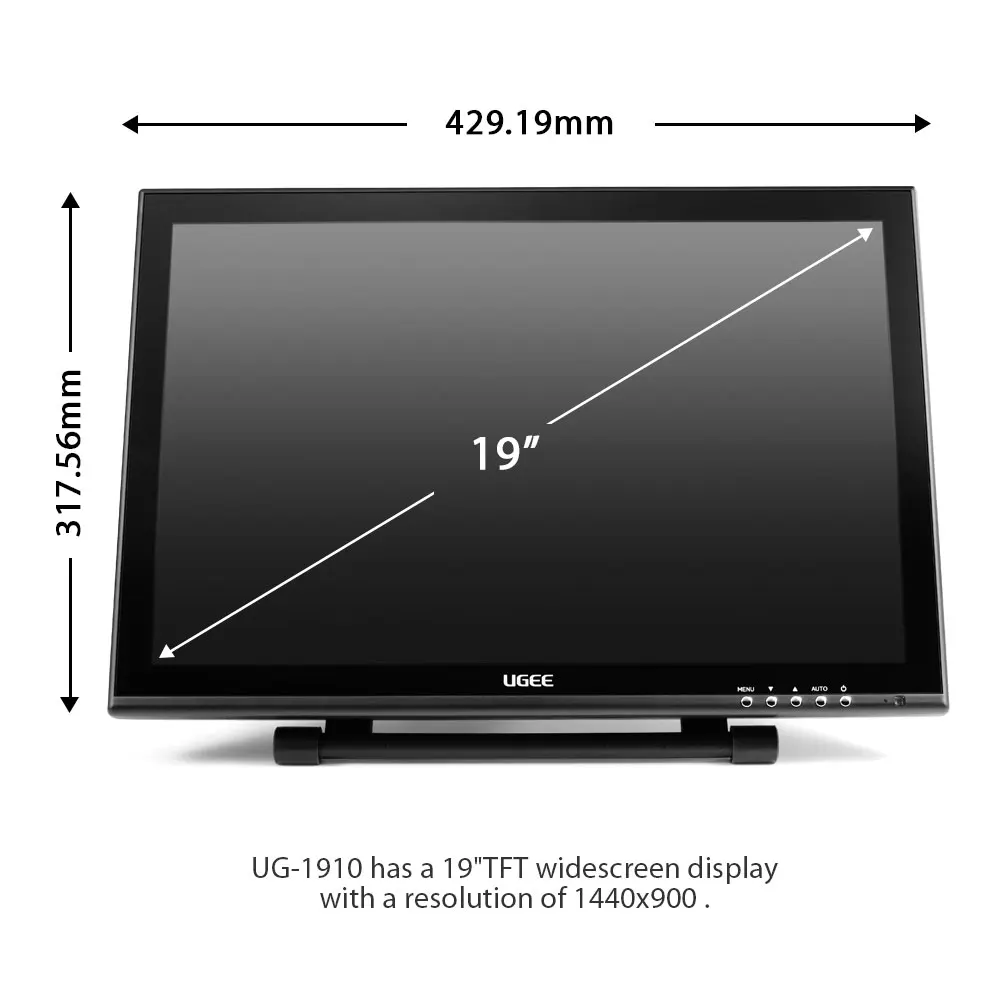 UGEE 1910B 1" Графический чертеж планшет экран монитор с регулируемой подставкой 2 ручки для рисования