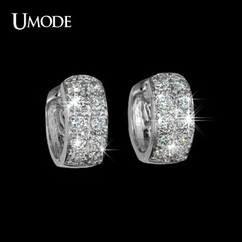 

UMODE Unique Design Silver Round Loop+10pcs Top High AAA+ Tiny CZ Diamond Pave Huggie Hoop Earrings For Women Jewelry UE0016