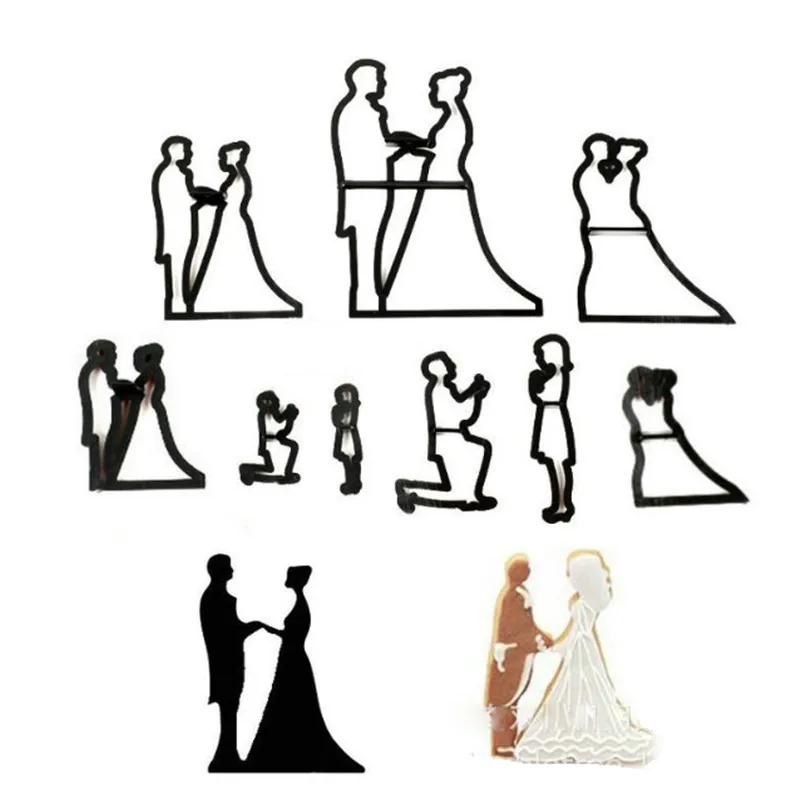 

9 pcs Wedding Bride and groom fondant cookie cuttter cake mold fondant mold fondant cake decorating tools Baking