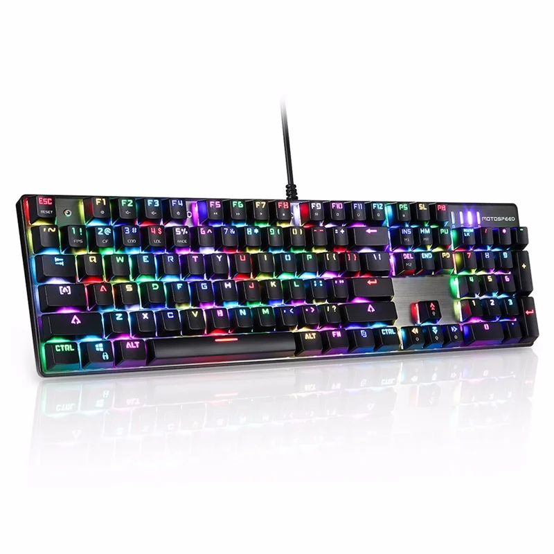 

Motospeed CK104 LED RGB Blue Switch Gaming Keyboard Backlit USB Wired Mechanical Keyboard 104Keys Keycap For Computer Gamer