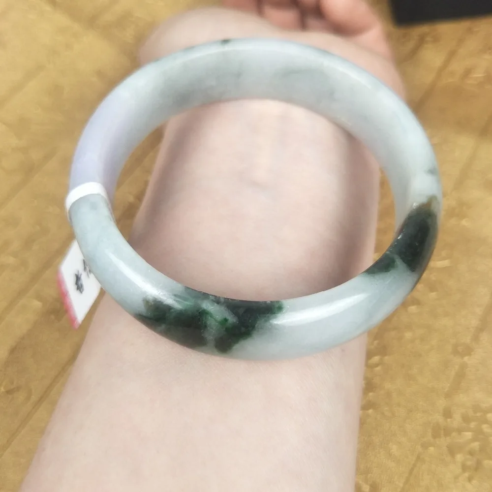 

Send A certificate natural Jadeite bracelet Natural light purple two-color 54-61mm female Princess bracelet Jewelry gift