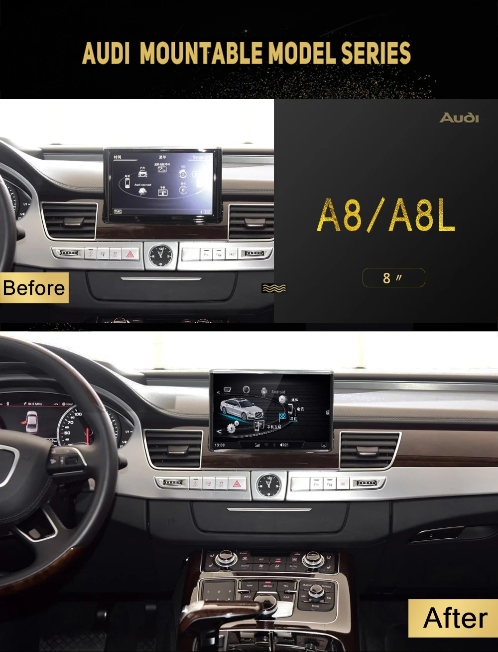 NVTECH 8 ''HD дисплей для Audi A8 мультимедийная навигационная панель dvd-плеер с wifi и 4G SIM подключение 2011