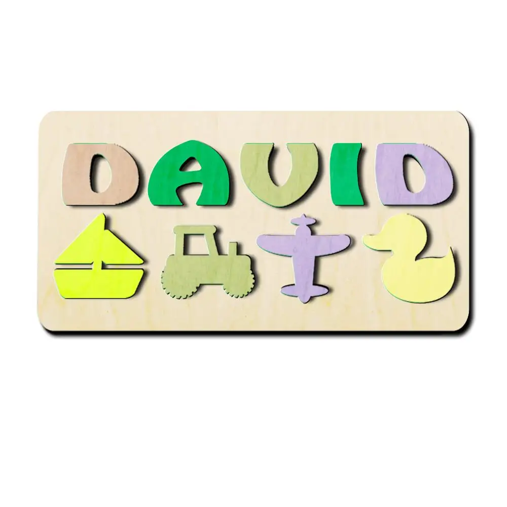 

Custom Name Puzzle with 4 Symbols Baby Name Toy Wooden Personalized Name Puzzle Handmade DIY Toy Baptism Boy Newborn Gift