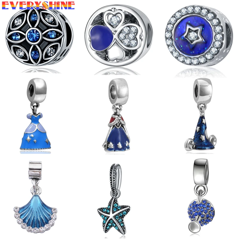 

EVERYSHINE 2018 New Lucky blue Pendant Popular Exquisite DIY European Beads Beads Charms Fit Original Bracelet Big Hole Styles