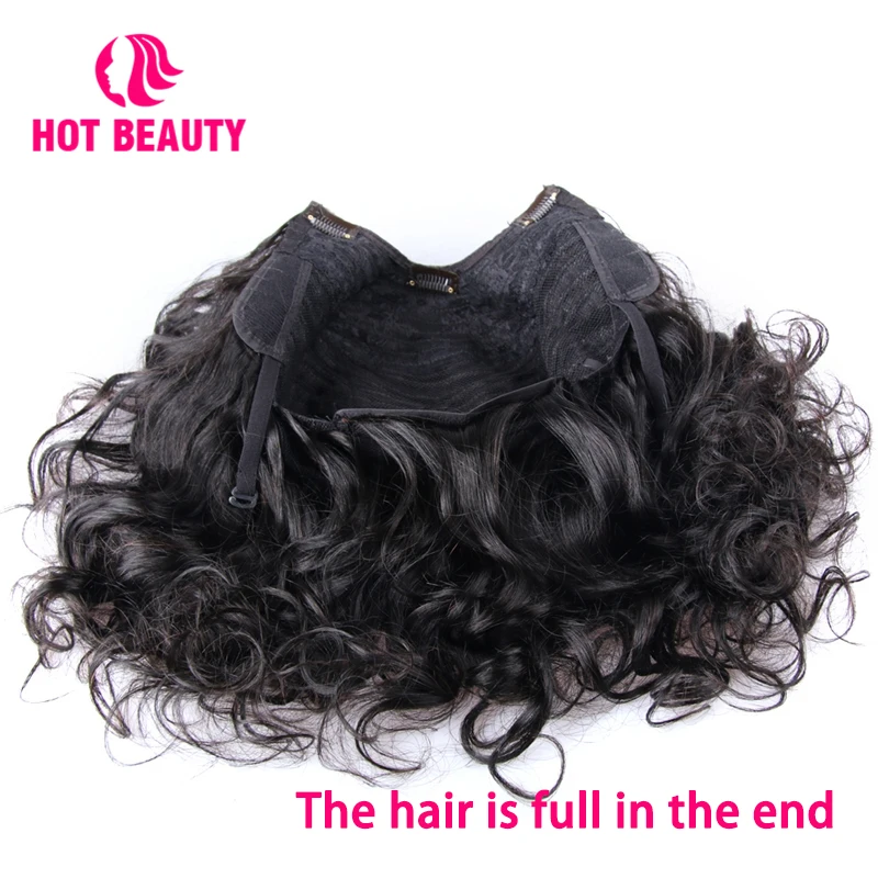 Beli Hot Rambut Gelombang Alami U Bagian Wig 100% Rambut Manusia Wig 10 30 Inch Warna Hitam Alami Dapat dicelup Wig Pendek untuk Wanita