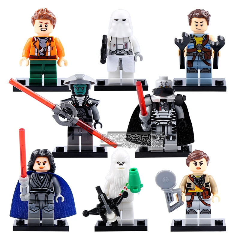 Koop 8 stks STAR WAR Jedi Naare Eclipse Darth Malgus SNEEUW TROOPER Chewbacca Zander Rowan Kordi minifig Bouwstenen Xmas Speelgoed geschenken