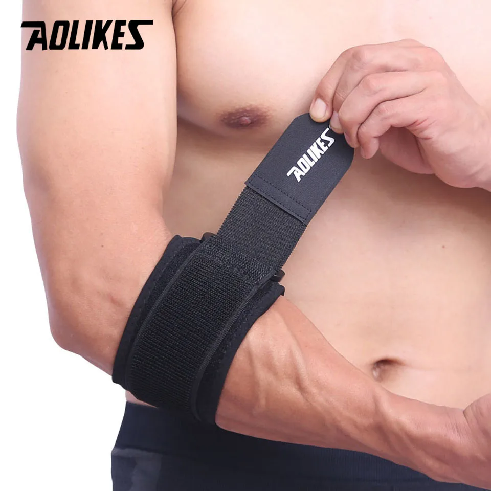 

AOLIKES 1PCS Adjustbale Tennis Elbow Support Guard Pads Golfer's Strap Elbow Lateral Pain Syndrome Epicondylitis Brace