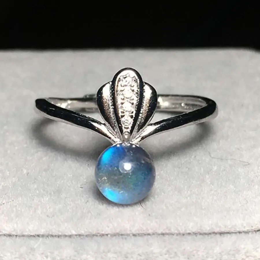HOBBORN дизайн S925 лунный камень женское серебряное кольцо открытый регулируемый Лабрадорит очаровательные кольца для Для женщин девочек ювелирный подарок на палец - Цвет основного камня: 15