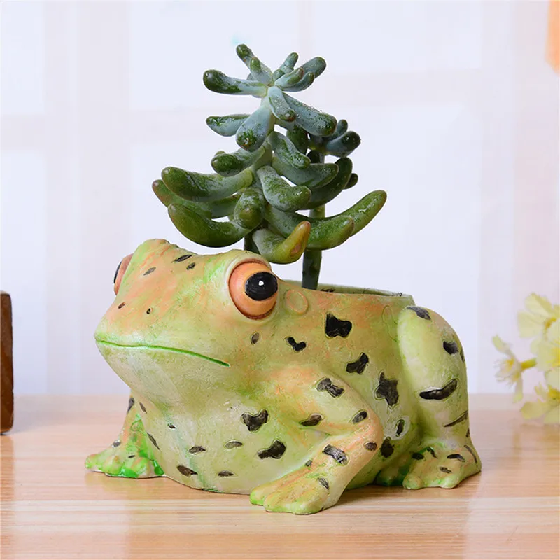 Buy cute Frog animal flower pot Resin planters pots