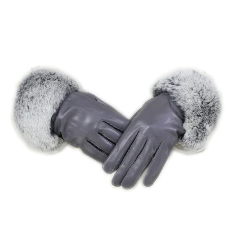 High-grade genuine leather gloves lady warm thickening large rex rabbit fur sheepskin mittens women's winter mittens