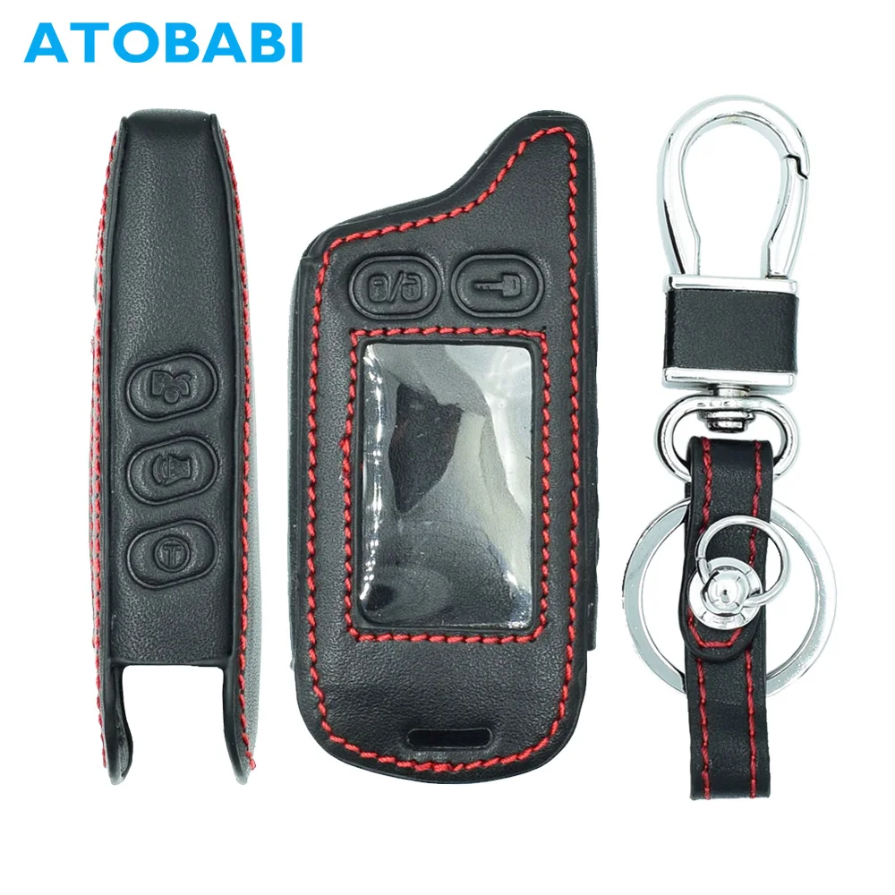 

ATOBABI TZ 9010 Genuine Leather Key Cases For Tomahawk TZ9010 SL-950 LCD Transmitter 2 Way Car Alarm Remote Control Shell Cover