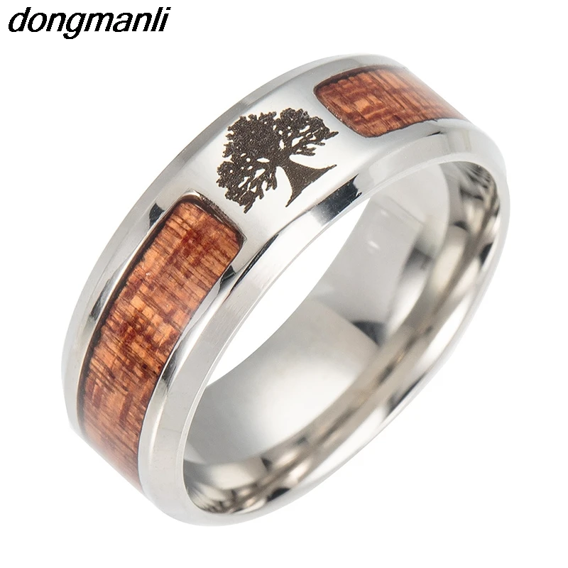 F467 Nordic Vikings Runes Amulet Yggdrasil jewelry mosaic wood Semi-circle Stainless Steel Rings For Men Boyfriend Gift | Украшения и