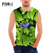 FORUDESIGNS/Забавные 3D зеленые растения и животные глаза печать майка на бретельках одежда для фитнеса мужские крутые летние жилеты повседневные топы