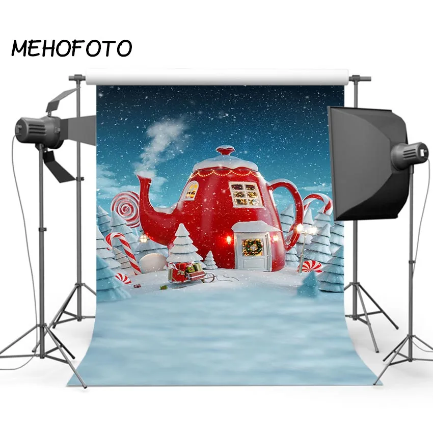 

Christmas Photography for Photo Studio Background Santa's House Sleigh Decorations Winter Snow Scene for Photobooth Backdrops